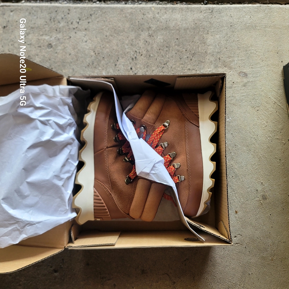 Sorel Brown and Orange Winter Rain Boots